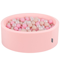 KiddyMoon Bällebad Bällepool mit bunten Bällen ∅ 7Cm  für Babys Kinder Rund, pink:pastellbeige/puderrosa/perle, 90 x 30 cm 200 Bälle