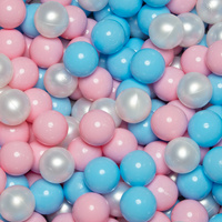 Bällebad Bällepool für Baby Kinder mit 200 bunten Bällen Rund, hellgrau: babyblue/puderrosa/perle, 90x30cm/300 Bälle