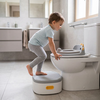 KiddyMoon Töpfchen für Kinder 3in1 mit Toilettensitz und Tritthocker, Grau, UNI