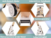 KiddyMoon Lauflernwagen aus Holz für Kinder Lauflernhilfe Spaß Babys, Laufen Lernen, Multifunktion Holzspielzeug für Kleinekinder Montessori-Spielzeug,, Schwarz - Weiß, Griff Verstellbar