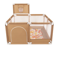 Laufstall mit Korb und Bällen Laufgitter für Kinder, beige:gelb/orange/pastellbeige/weiß, 400 Bälle