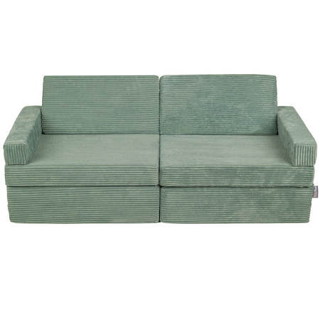 KiddyMoon Kindersofa aus Schaumstoff, Spielsofa für Kinder, Kindersessel, Sofa fürs Kinderzimmer, Kindercouch, Faltmatratze, grün, Kindersofa