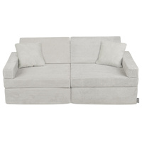 KiddyMoon Kindersofa aus Schaumstoff, Spielsofa für Kinder, Kindersessel, Sofa fürs Kinderzimmer, Kindercouch, Faltmatratze, hellgrau, Kindersofa mit 2 Kissen