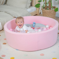 Bällebad Bällepool für Baby Kinder mit 200 bunten Bällen Rund, rosa: puderrosa/perle/transparent, 90x30cm/200 Bälle