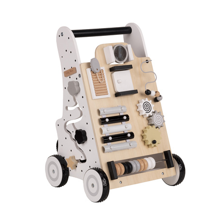 KiddyMoon Lauflernwagen aus Holz für Kinder Lauflernhilfe Spaß Babys, Laufen Lernen, Multifunktion Holzspielzeug für Kleinekinder Montessori-Spielzeug, , schwarz-weiß, Standard