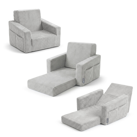 KiddyMoon Klappbarer Kindersessel aus Schaumstoff Kindersofa, hellgrau, UNI