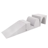 KiddyMoon Spielplatz aus Schaumstoff mit Quadrat Bällebad Bälle Hindernisläufen, hellgrau:weiß/grau/minze, Bällebad (200 Bälle) + Version 3