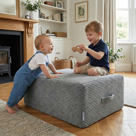 KiddyMoon Hüpfpolster für Kinder Hüpfmatratze Kindertrampolin für Zuhause Turnmatte Matratze zum Hüpfen Abnehmbarer Bezug Waschbar, Dunkelgrau, Hüpfpolster