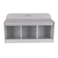 KiddyMoon Sitzbank mit Sitzfläche für Kinder Multifunktional Kindermöbel zum Sitzen Aufbewahrung Spielzeug Kind, Grau/Hellgrau, UNI