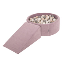 KiddyMoon Spielplatz Aus Schaumstoff Für Kinder mit Bälle Waschbare Bezug, violett: pastellbeige/weiß/perle/grau, Bällebad (200 Bälle) + Zwickel