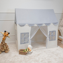 KiddyMoon Kinderzelt Spielhaus Faltbares Für Kinder Spielzelt Strapazierfähiges Material Kinderspielzelt Fördert Kreativität Ideal Für Drinnen Und Draußen Leicht Zu Reinigen, weiß-grau:dunkeltürkis/pastellbeige/grüngrau/lachsfarbe, 300 Bälle