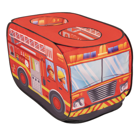 Feuerwehrauto Zelt Und Feuerwache Zelt Spielhaus Für Kinder Spielzelt Set Faltbar Pop Up Indoor Outdoor Rollenspiel Geschenk Für Jungen Mädchen Abenteuer PH-400X+PH-500X, rot:grau/gelb/rot, 600 Bälle