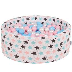KiddyMoon Bällebad Bällepool mit bunten Bällen 7Cm  für Babys Kinder Sterne, Ecru:  Baby Blau/ Rose/ Perle