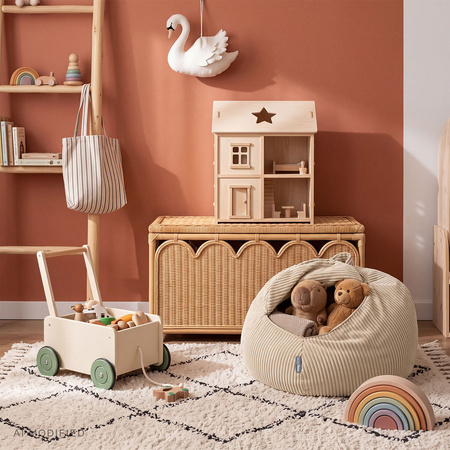 KiddyMoon Kindersitzsack Organizer Polyester mit Reißverschluss Sitzfunktio, beige, Sack
