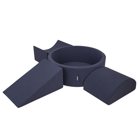 KiddyMoon Spielplatz aus Schaumstoff mit Bällebad und Bällen Hindernisläufen, dunkelblau:babyblue/blau/perle, Bällebad (200 Bälle) + Version 4