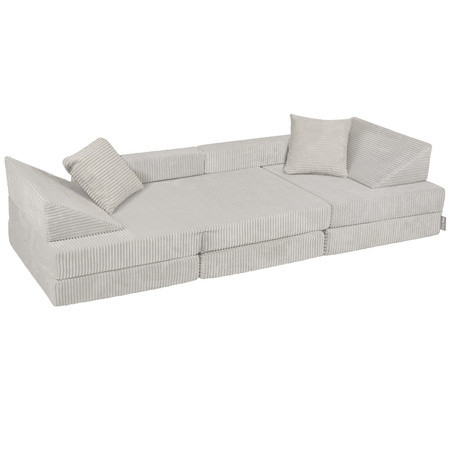 KiddyMoon Kindersofa aus Schaumstoff, Spielsofa für Kinder, Kindersessel, Sofa fürs Kinderzimmer, Kindercouch, Faltmatratze, hellgrau, Kindersofa mit 2 Kissen