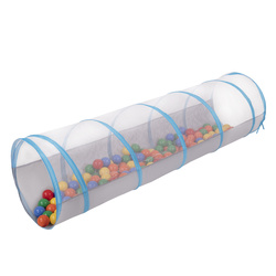 Pop-Up Tunnel Für Kinder Faltbarer Spieltunnel Leicht Und Flexibel Krabbeltunnel Ideal Für Drinnen Und Draußen Einfacher Aufbau Langlebig Sicher, grau-blau:gelb/grün/blau/rot/orange, 100 Bälle