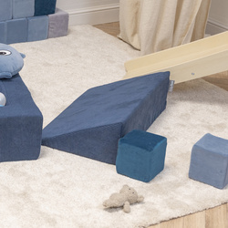 KiddyMoon Zwickel Für Kinder aus Weichem Schaumstoff Leicht Vielseitig Gerippter Stoff Flexiblen Designs Abnehmbarer Bezug Perfekt zum Spielen und Entspannen, dunkelblau, Zwickel