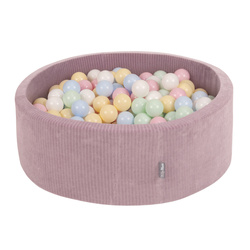 KiddyMoon Bällebad Kinder Schaumstoff Mit Bälle Für Baby ab 1 Jahr, violett: pastellblau/pastellgelb/weiß/minze/puderrosa, 90x30cm/300 Bälle