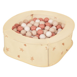 NK-200X Faltbarer Laufstall Bällepool für Kinder mit Bälle Pop-Up Laufgitter, hellbeige:pastellbeige/lachsfarbe/weiß, 100 Bälle