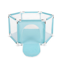 Sechseckiger Laufstall mit Bällen Laufgitter für Kinder, minze:perle/grau/transparent/babyblau/minze, 200 Bälle