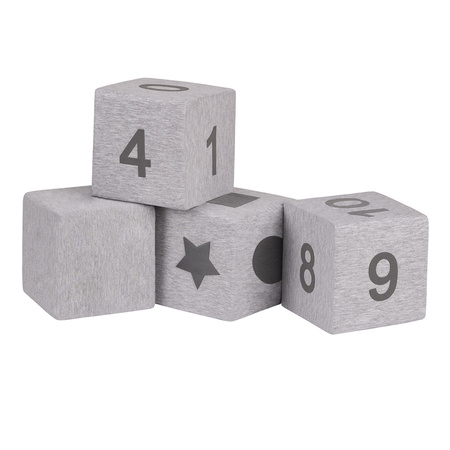 KiddyMoon Schaumstoff Würfel für Baby Weiche Blöcke Schaum Spielzeug Montessori-Spielzeug mit Schaum und viel Spaß für Kinder, Mix: hellgrau-drucken, 4 Stücke