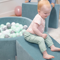 KiddyMoon Bällebad Kinder Schaumstoff Mit Bälle Für Baby ab 1 Jahr, grün: weiß/grau/minze, 90 x 30 cm 300 Bälle