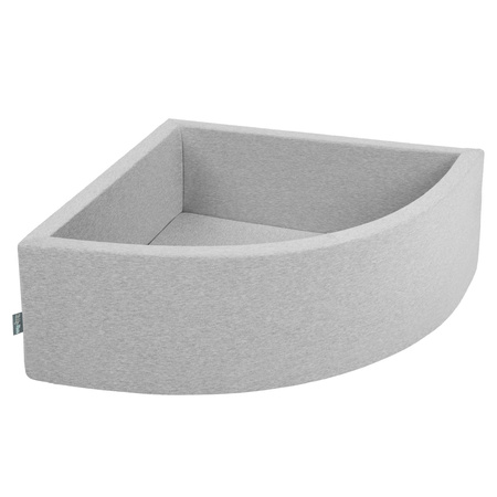 KiddyMoon Viertel Eckig Bällebad Bällepool ∅ 7Cm Ballgruben Für Babys Spielbad Kleinkinder, Hergestellt in der EU, hellgrau, 90x30cm/KEINE Bälle
