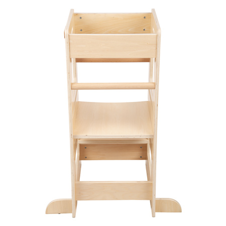 KiddyMoon Lernturm für Kinder ab 1 Jahr, Anti-Kipp-Schutz, 3-fach höhenverstellbar, Montessori Küchenhelfer ST-003, Natürlich, 91,5x39,3x49,4
