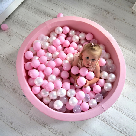 KiddyMoon Kinder Bälle für Bällebad Baby Spielbälle Plastikbälle ∅7cm Made in EU, pastellbeige/weiß/perle