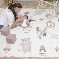 KiddyMoon Babymatte Zweiseitige Krabbelmatte Schaumstoffmatte Für Kinder Kindermatte Kindgerechte Muster Spielplatz Entwicklung Sicherer Und Bequemer Ideal Für Drinnen Und Draußen, Braun-Elefant, 180x200x1cm
