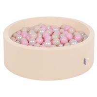 KiddyMoon Bällebad Bällepool mit bunten Bällen ∅ 7Cm für Babys Kinder Rund, Beige, 90 x 30 cm 300 Bälle