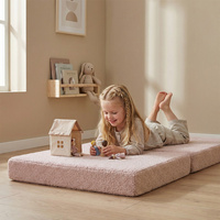 KiddyMoon Kindersessel Für Kinder mit Kissen, Teddy-Plüsch, Aufklappen Sessel Für Kinderzimmer Stuhl Faltmatratze, rosa, Kindersofa mit Kissen