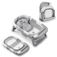 KiddyMoon Faltbare Babybadewanne Kunststoff mit Badekissen, Grau, M