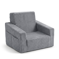 KiddyMoon Klappbarer Kindersessel aus Schaumstoff Kindersofa, dunkelgrau, UNI