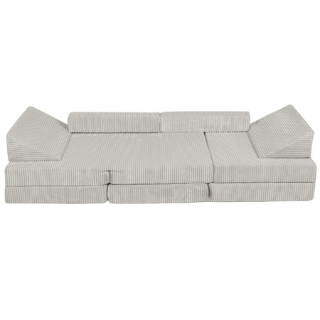 KiddyMoon Kindersofa aus Schaumstoff, Spielsofa für Kinder, Kindersessel, Sofa fürs Kinderzimmer, Kindercouch, Faltmatratze, hellgrau, Kindersofa