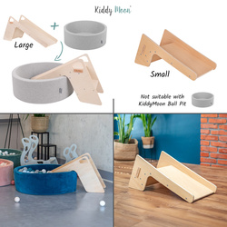 KiddyMoon Rutsche/Sitz aus Holz für Kinder Stabile Kleinkinderrutsche 2in1 Multifunktion Gleiten Holzspielzeug Montessori Baby Freistehende Rutsche, grau, Groß