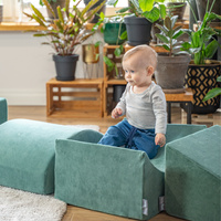 KiddyMoon Spielplatz Velvet Aus Schaumstoff Für Babys Hindernisläufen, Hergestellt In Der EU, waldgrün, Multi-Größe