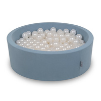 KiddyMoon Rundes Bällebad mit Bällen für Baby aus Schaumstoff, blau:perle, 90 x 30 cm 200 Bälle
