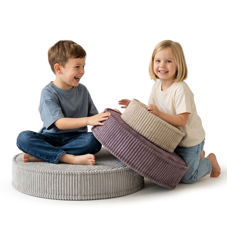 KiddyMoon 3-Teilige Schaumstoff Elements für Kinder Kinderzimmer-Accessoire, beżowy-fioletowy-jasnoszary
