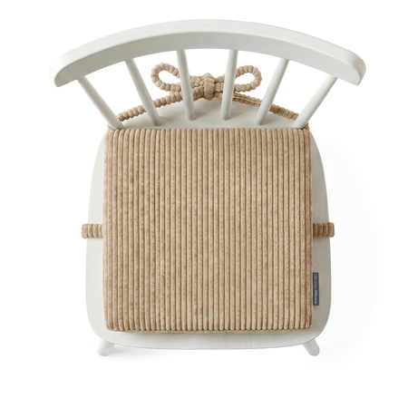 KiddyMoon Sitzerhöhung Für Kinder, Sitzkissen Für Kinderstuhl Mit 10 Cm Höhe, Waschbarem Bezug Und Bindebändern, beige, 33x33x10