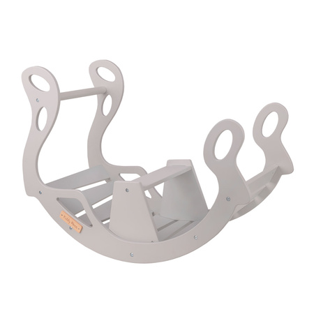 KiddyMoon Rocker Bogen Wippe aus Holz für Kinder, Kletterbogen Holz Wippe Babys Wippe, Holzbogen, Holzspielzeug Montessori Spielzeug, Modell WR-001, Grau, 90,6x39x69 cm