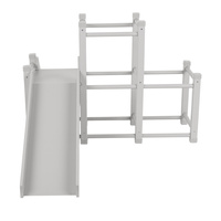 KiddyMoon Klettergerüst Indoor Holz Spielplatz Mit Rutsche Anti-Rutsch Pads Stabile Konstruktion, Grau, UNI