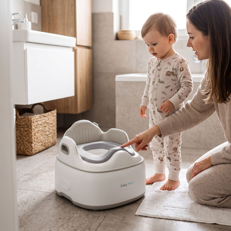 KiddyMoon Töpfchen für Kinder Ergonomisch Toilettentrainer Abschließbarer Deckel, Beige, UNI