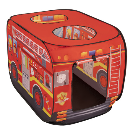 Feuerwehrauto-Zelt Kinder Spielhaus Faltzelt Pop Up Zelt Kinderzelt Indoor Outdoor Faltbar Spielhöhle Geschenk Für Jungen Mädchen Rollenspiel Abenteuer PH-500X, rot:grau/gelb/rot, 300 Bälle