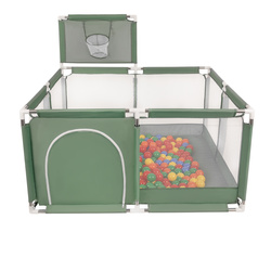 Laufstall mit Korb und Bällen Laufgitter für Kinder, grün:gelb/grün/blau/rot/orange, 200 Bälle