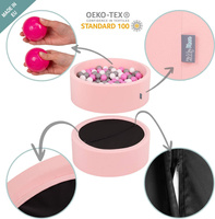 KiddyMoon Bällebad Bällepool mit bunten Bällen ∅ 7Cm  für Babys Kinder Rund, Flamingo:pink/puderrosa/schwarz, 90x30cm/300 Bälle