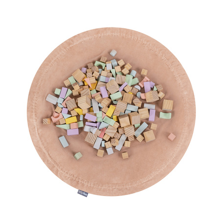 MW-105V-51 KiddyMoon Matte und Sack für Balle und Spielzeuge 2in1 mit Kordelzug, wüstenrosa: pastellbeige/lachsfarben/weiß, XL/100 Bälle