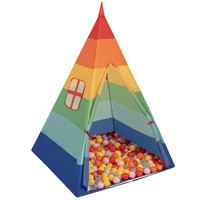 Tipi Spielzelt mit Bälle Indianerzelt für Kinder Kinderzimmer Zelt, mehrfarbig:transparent/gelb/puderrosa/orange/rot, 200 Bälle