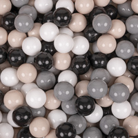 KiddyMoon Rund Bällebad Velvet Bällepool ∅ 7Cm Ballgruben Für Babys Spielbad Kleinkinder, Hergestellt in der EU, wüstenrosa: pastellbeige/grau/weiß/schwarz, 90x30cm/300 Bälle